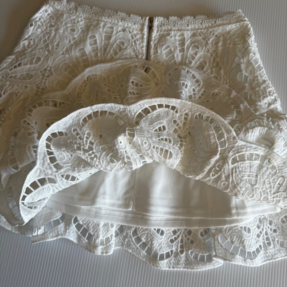 Showpo Kiss Me Softly White Lace Ruffle Mini Skirt US 12 NWT Coquette Boho Fairy - Picture 6 of 16